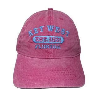 Key West Florida Est. 1521 Strapback Hat Pink OSFA Adjustable Embroidered ESY